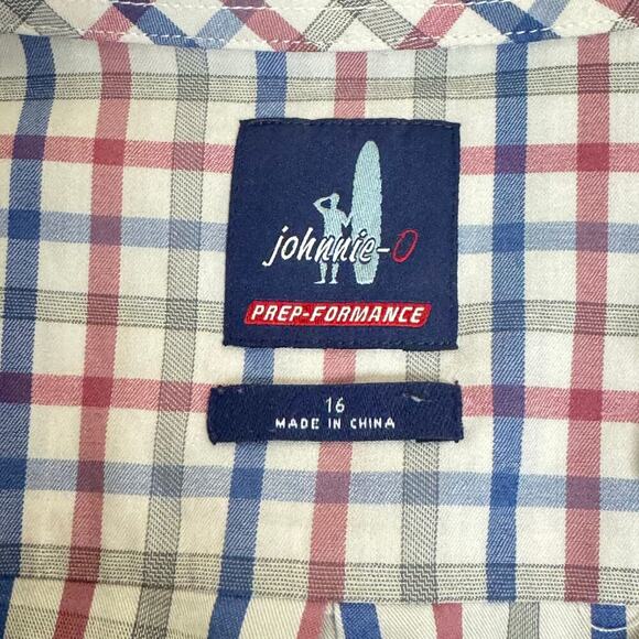Johnnie-O Prep-Formance Plaid Button Down Shirt Lightweight Boys 16 - Picture 7 of 12